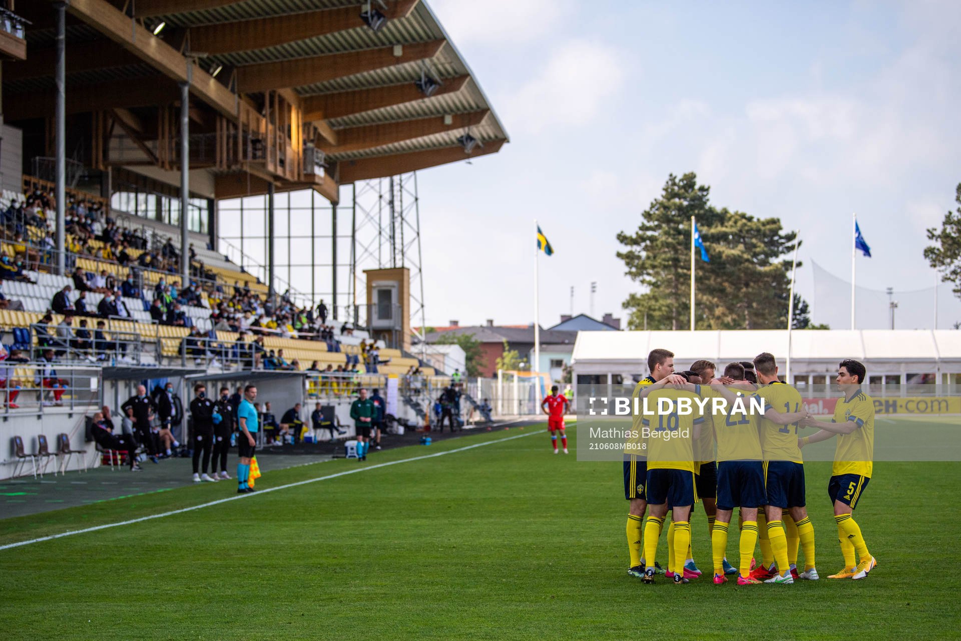Tim Prica of Sweden celebrates 2-0 with teammates
