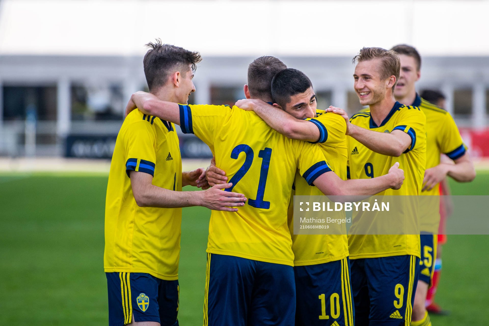 Tim Prica of Sweden celebrates with Rami Hajal and Benjamin
