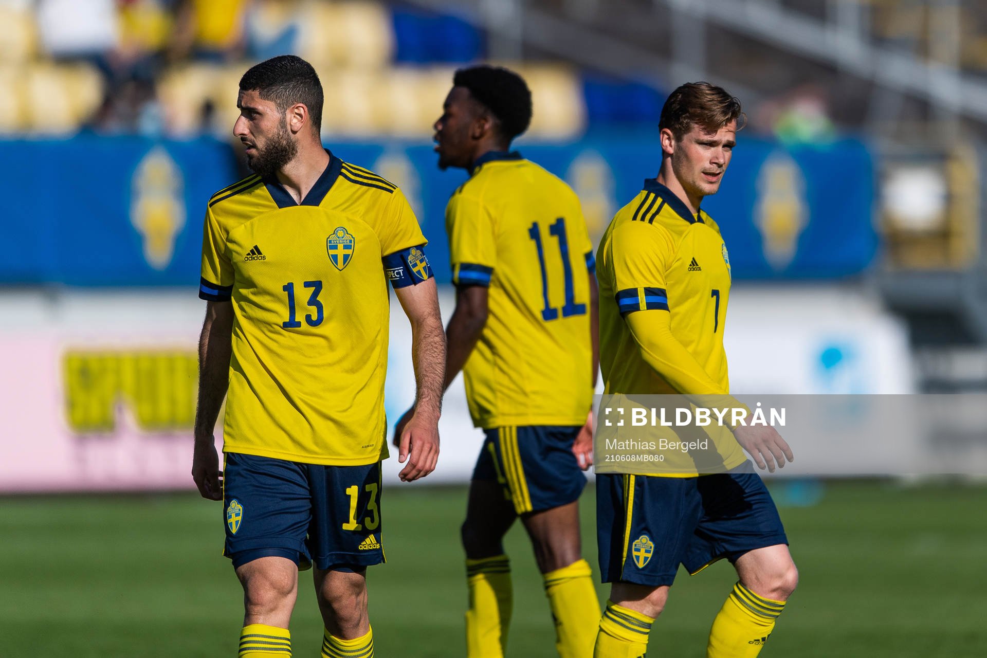 Aiham Ousou, Anthony Elanga and Hampus Finndell of Sweden