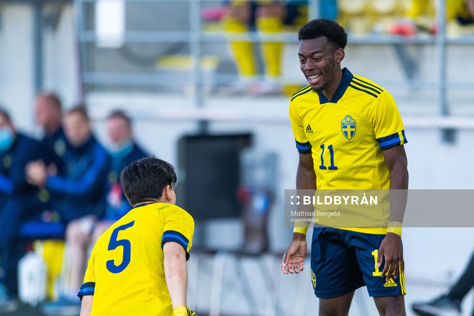 Anthony Elanga of Sweden celebrates after scoring 3-0 during the UEFA European Under-21 Qualifier football match between Sweden and Luxembourg on June 8, 2021 in Falkenberg.