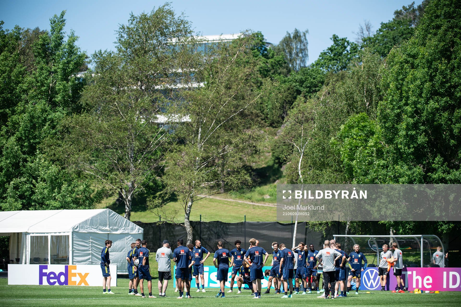 Players of the Swedish national football team at a training