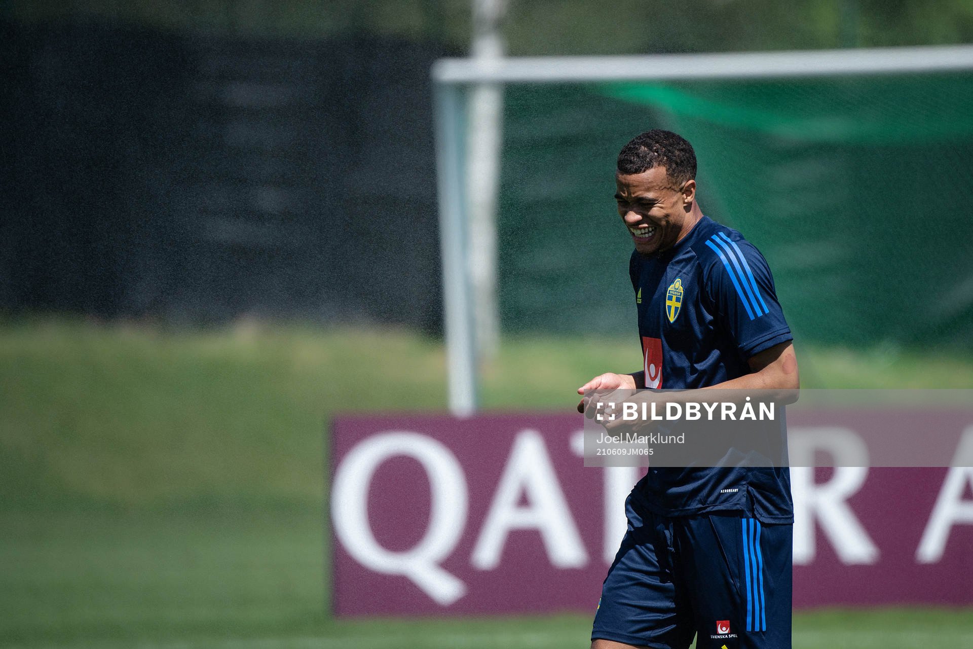 Robin Quaison of the Swedish national football team at a