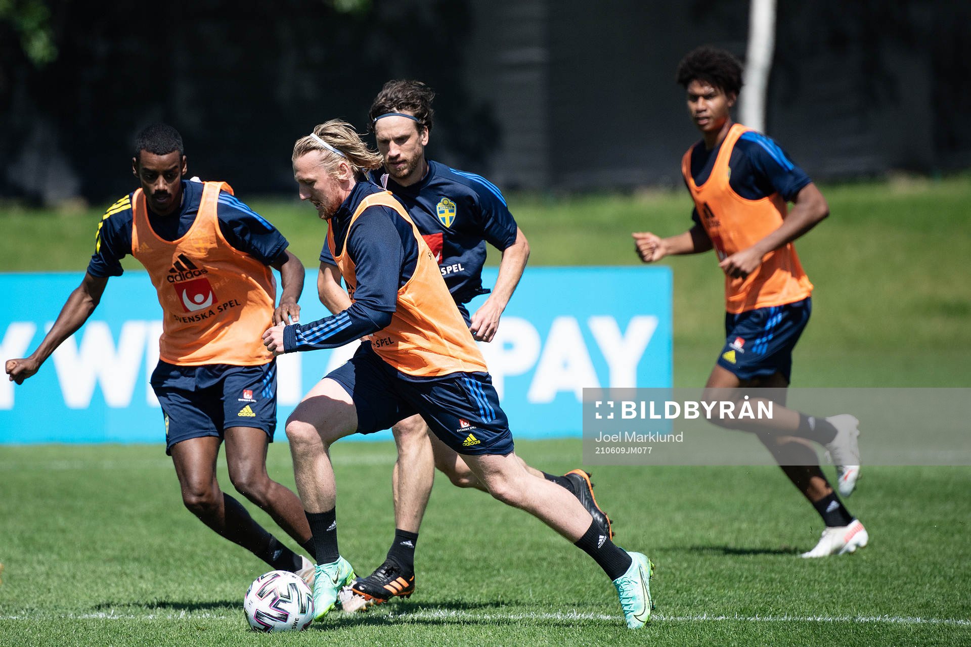 Alexander Isak, Emil Forsberg and Gustav Svensson of the