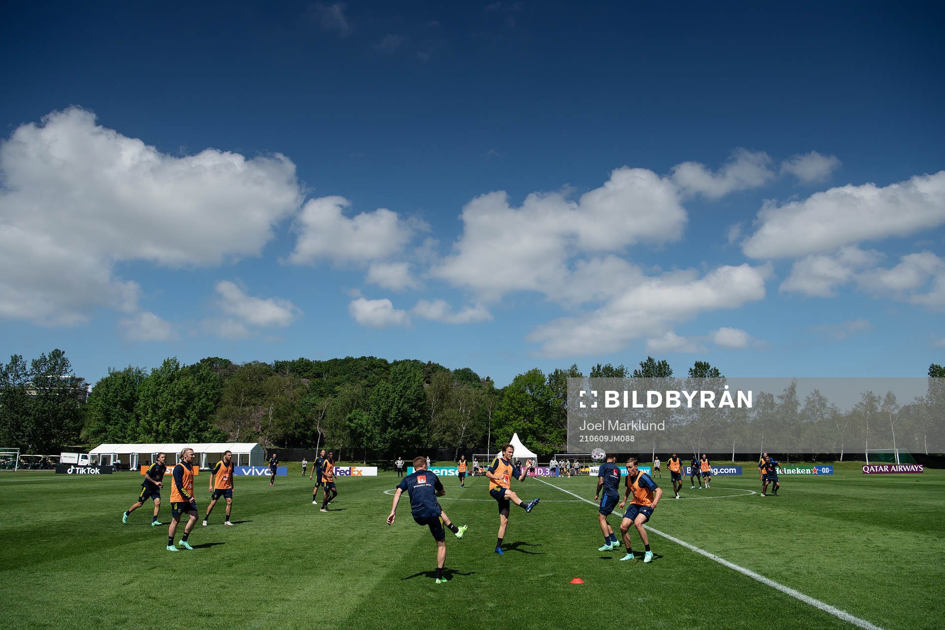 Players of the Swedish national football team at a training