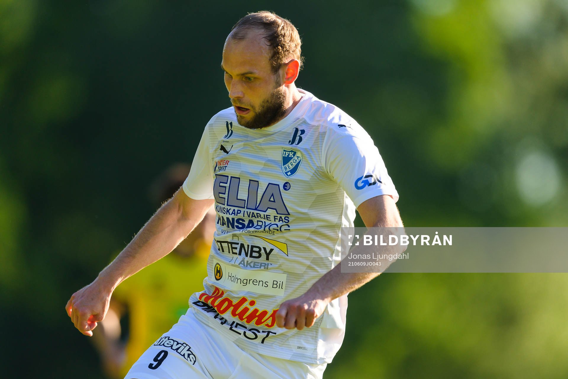 Bergas Christopher Christensson under fotbollsmatchen i division 2 södra Götaland mellan Räppe och Berga den 9 juni 2021 i Växjö. 