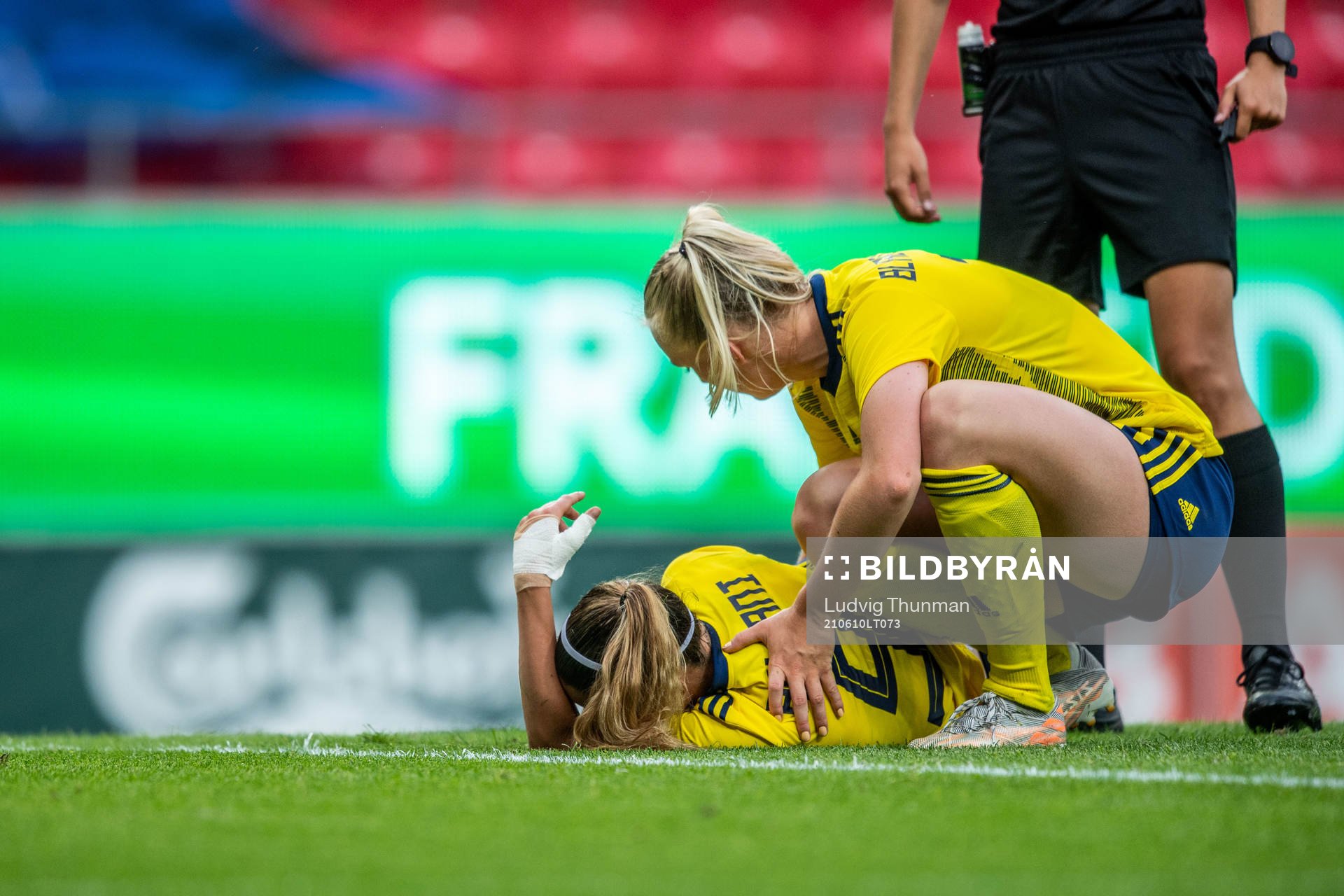 Kosovare Asllani of Sweden in pain