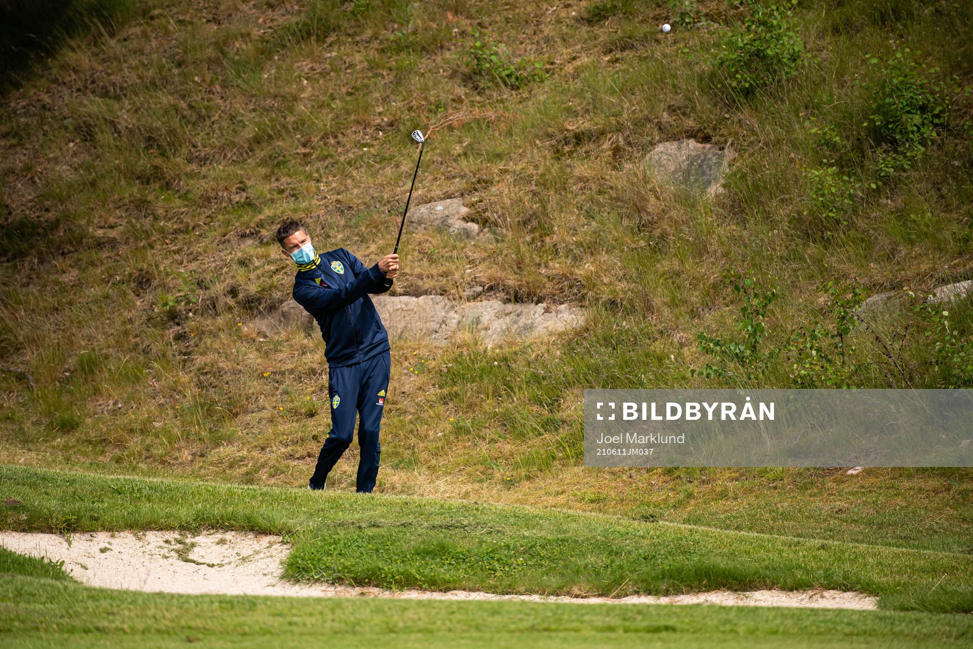 Mikael Lustig of the Swedish national football team golfing