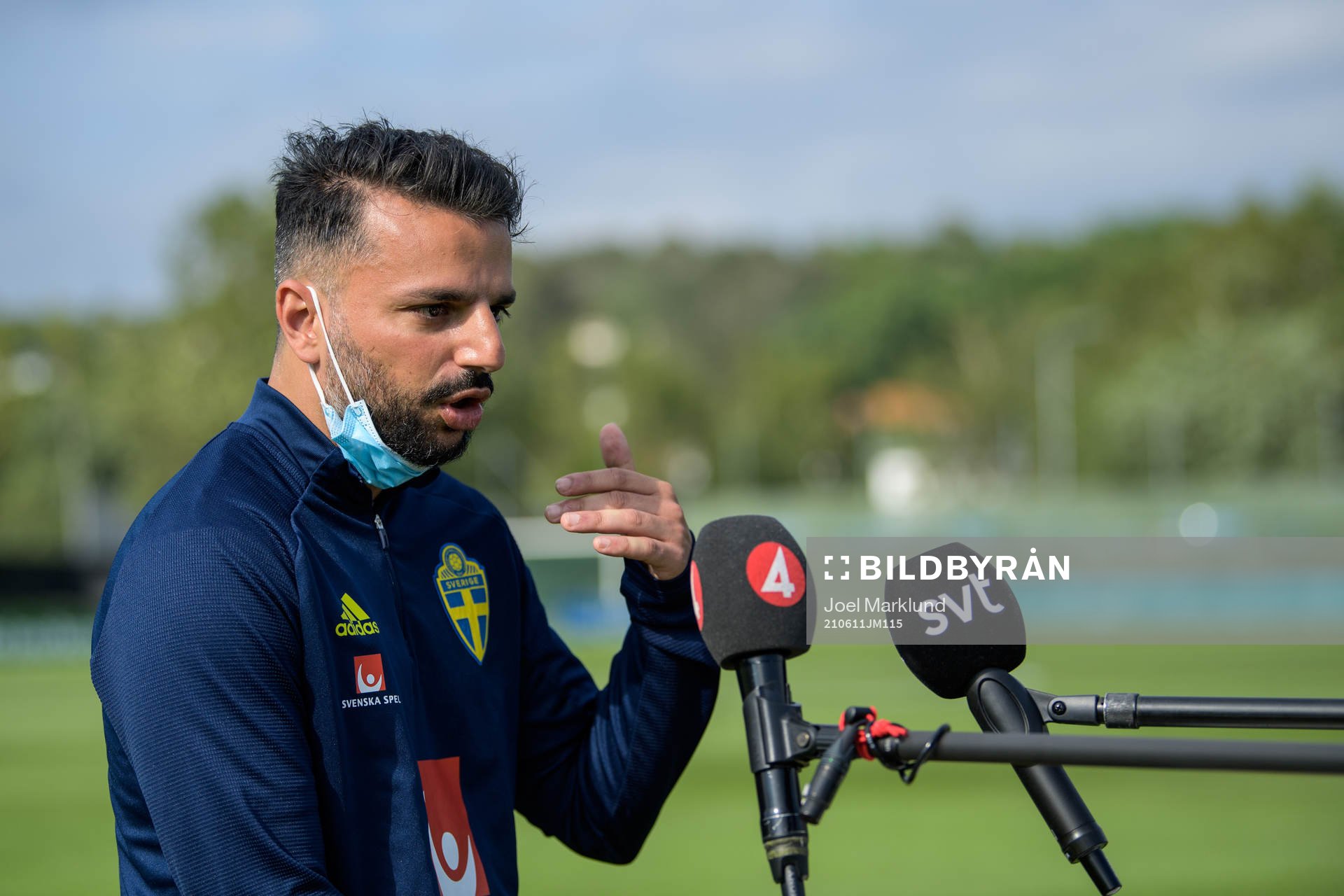 Poya Asbaghi, temporary coach of the Swedish national football team's reserve squad at a training session during the UEFA Euro 2020 Football Championship on June 11, 2021 in Gothenburg.