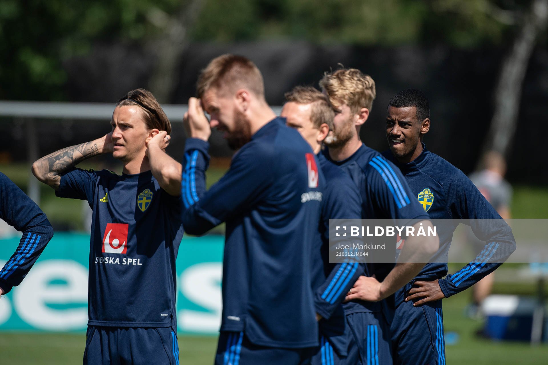 Kristoffer Olsson and Alexander Isak of the Swedish