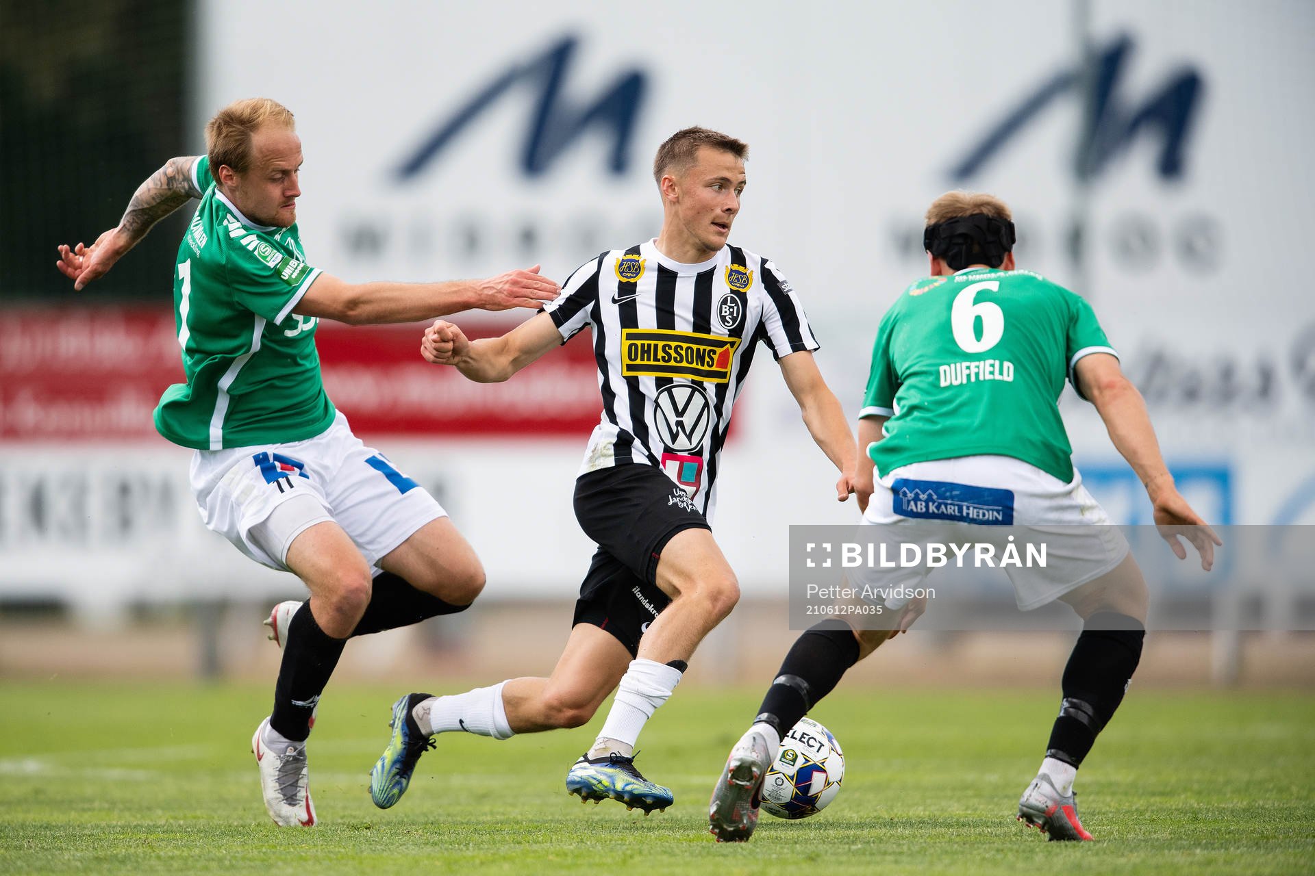 Landskronas Melker Heier mot Brages Anton Lundin och Bjarni