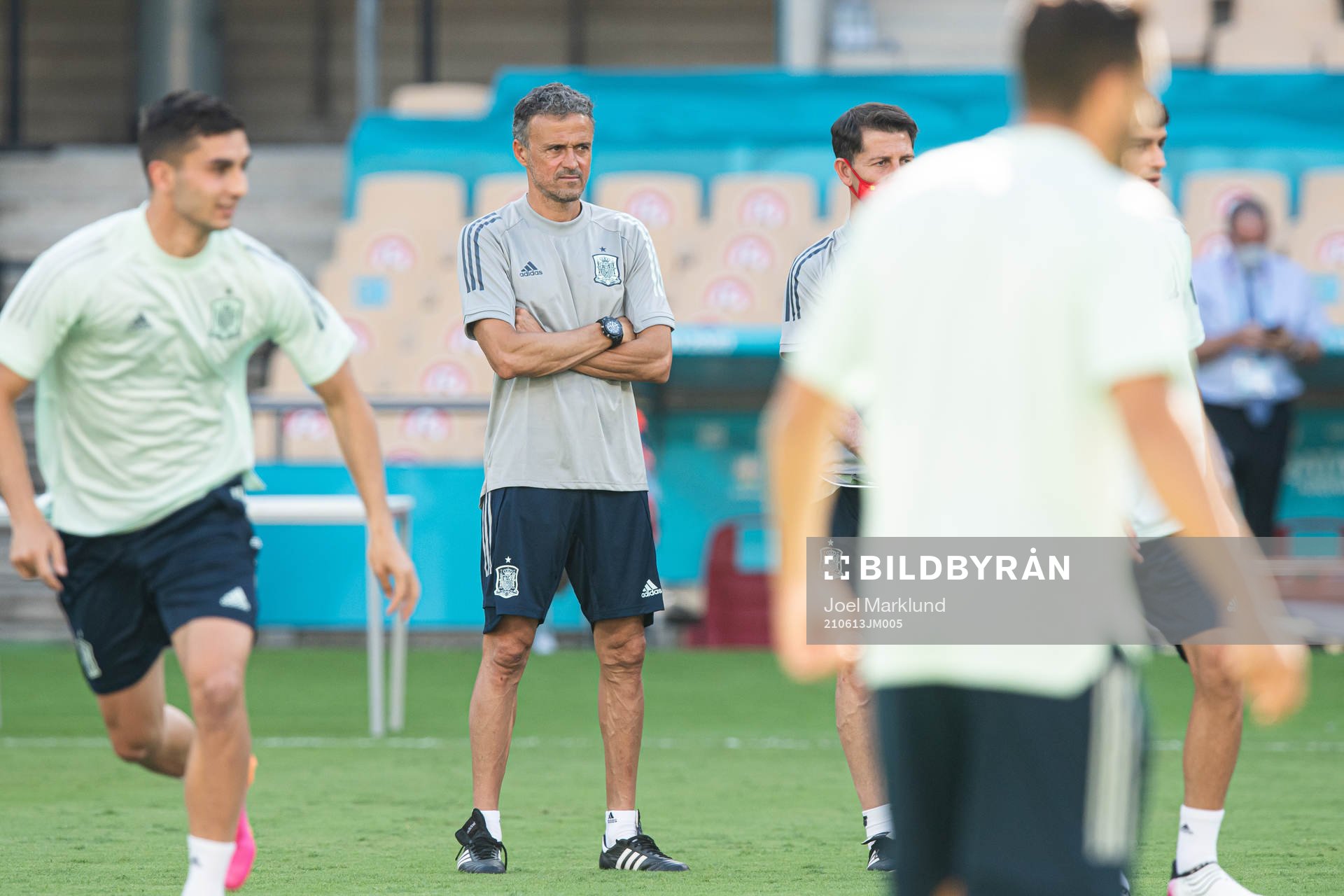 Luis Enrique, head coach of the Spanish national football team, at a training session during the UEFA Euro 2020 Football Championship on June 13, 2021 in Sevilla. 