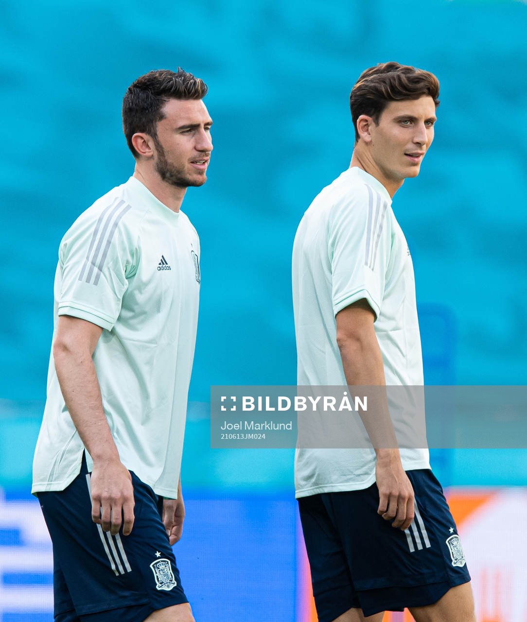 Aymeric Laporte and Pau Torres of the Spanish national