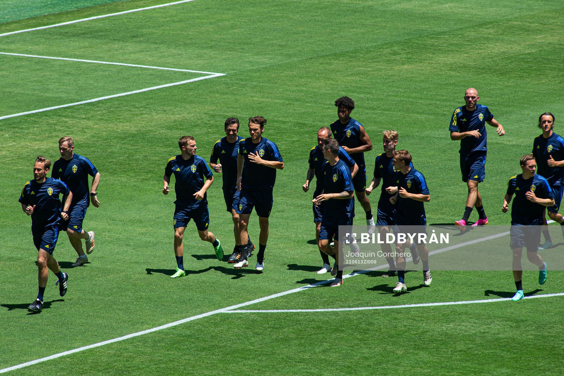 Players of the Swedish national football team at a training