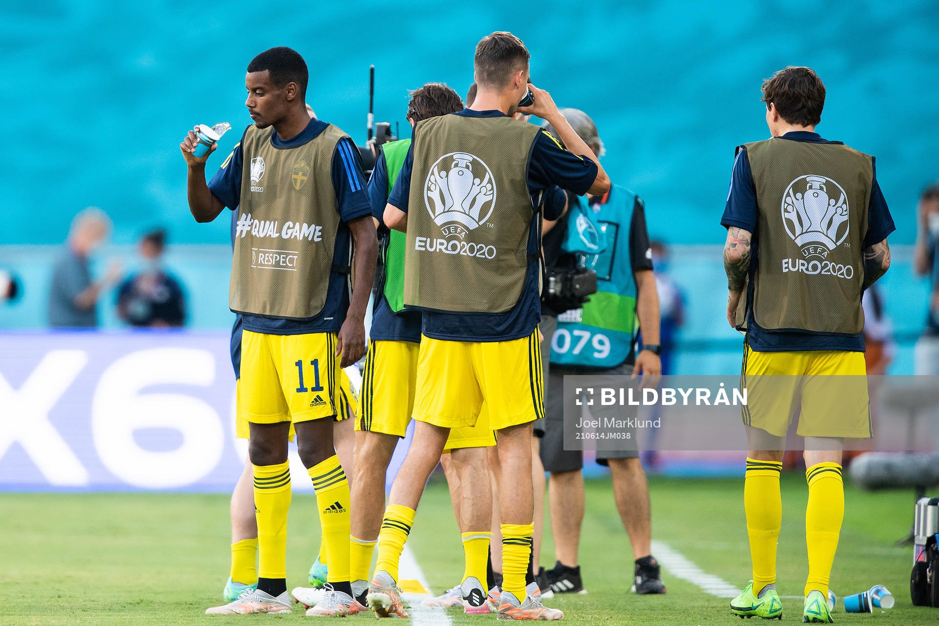 Alexander Isak of Sweden drinks water