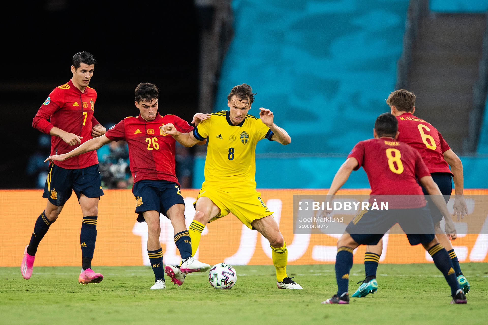 Pedri Pedri of Spain and Albin Ekdal of Sweden