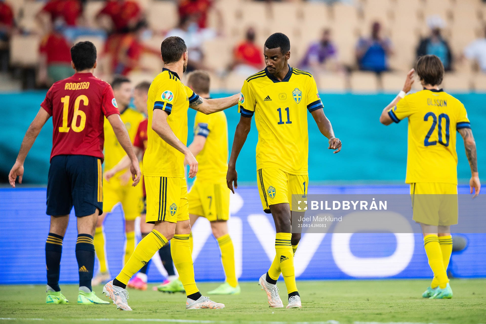 Marcus Berg and Alexander Isak of Sweden