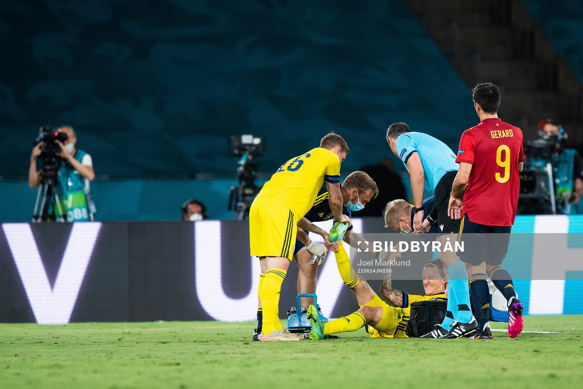 Kristoffer Olsson of Sweden in pain