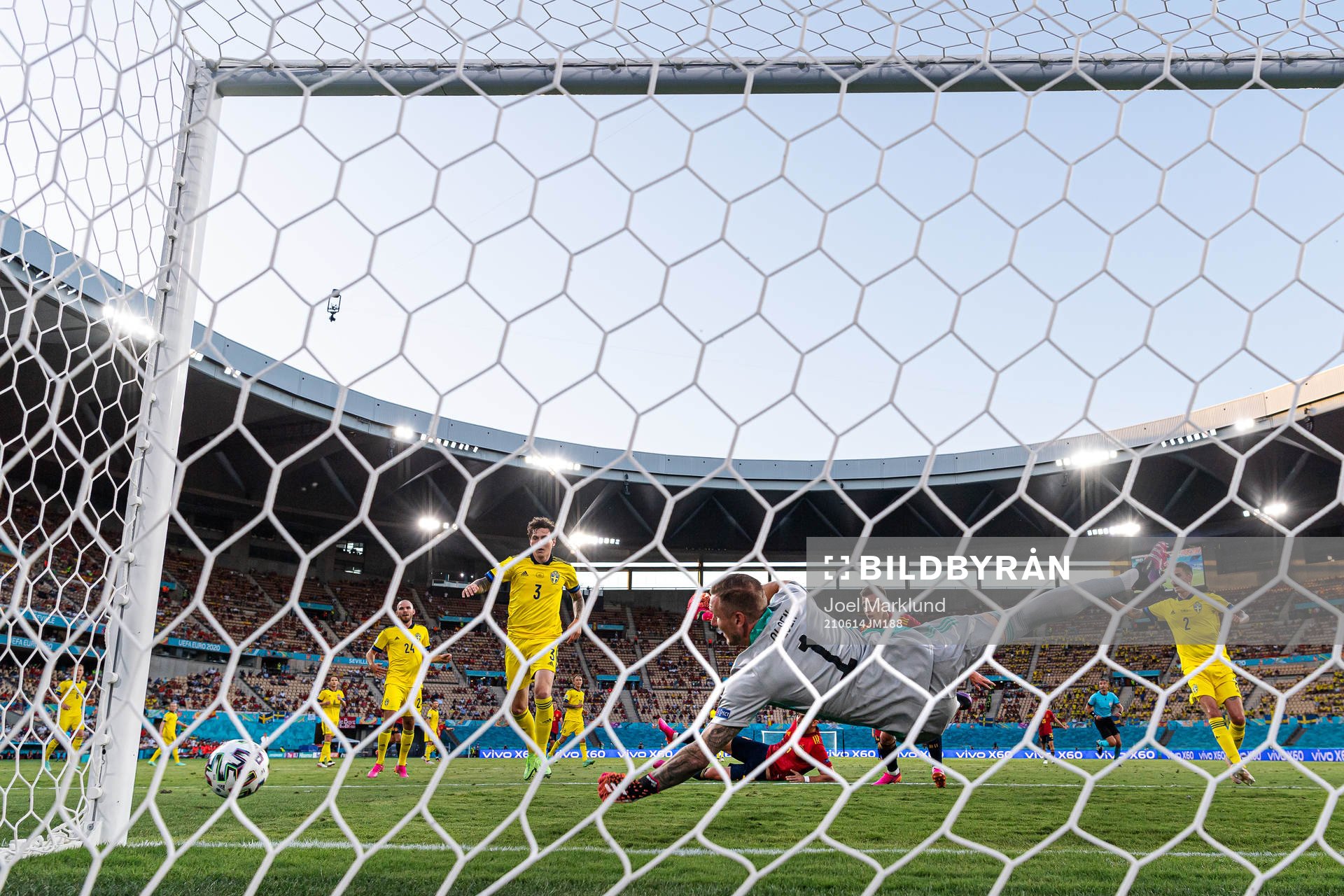 Goalkeeper Robin Olsen of Sweden makes a save