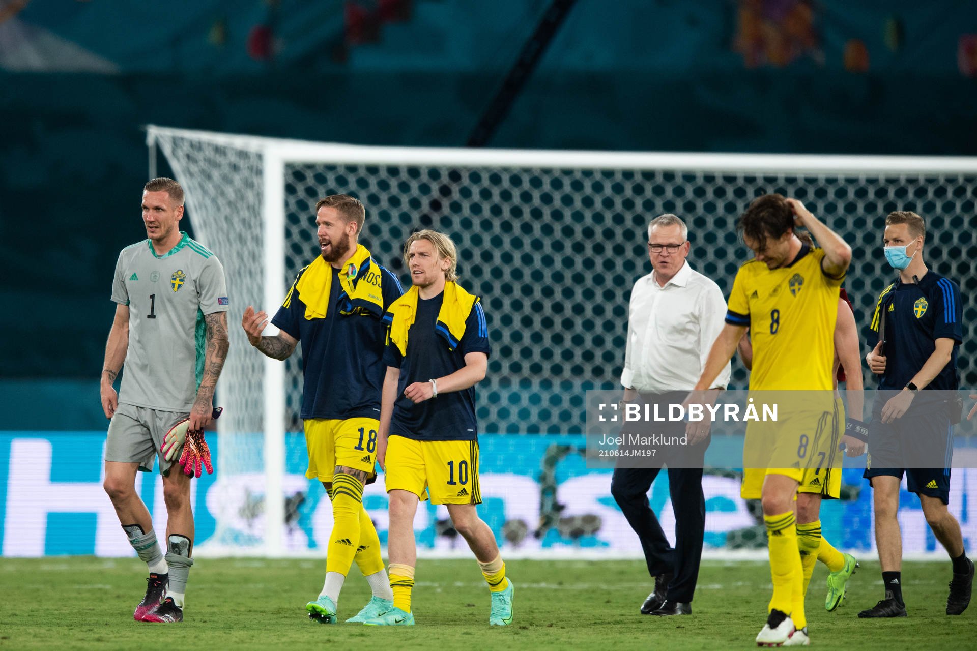 goalkeeper Robin Olsen, Pontus Jansson and Emil Forsberg of