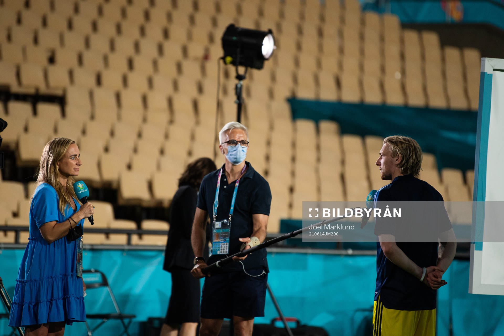Emil Forsberg of Sweden is interviewed by Frida Nordstrand