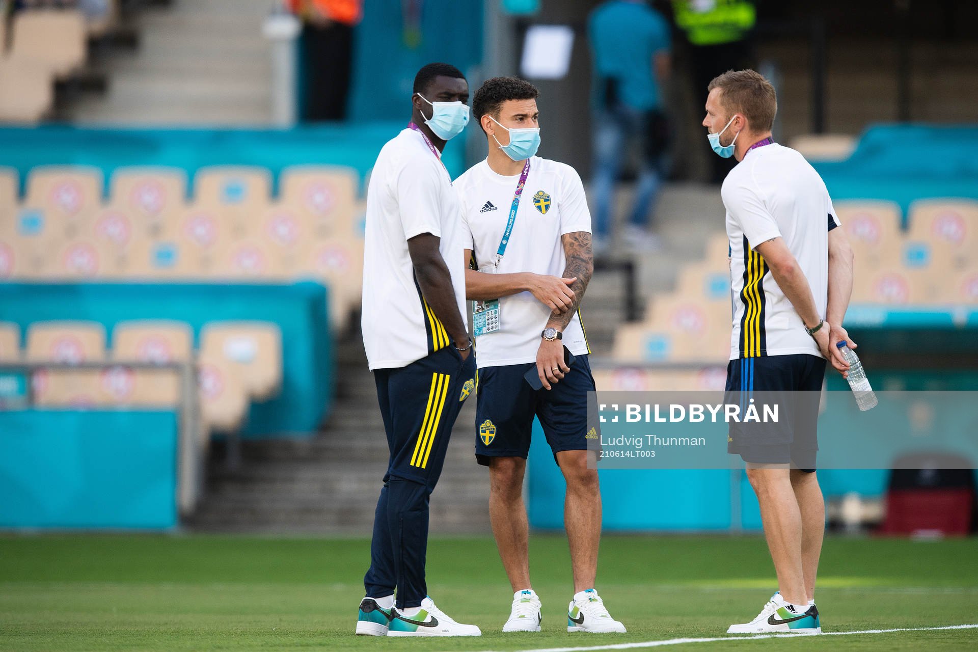 Ken Sema, Jordan Larsson and Sebastian Larsson of Sweden