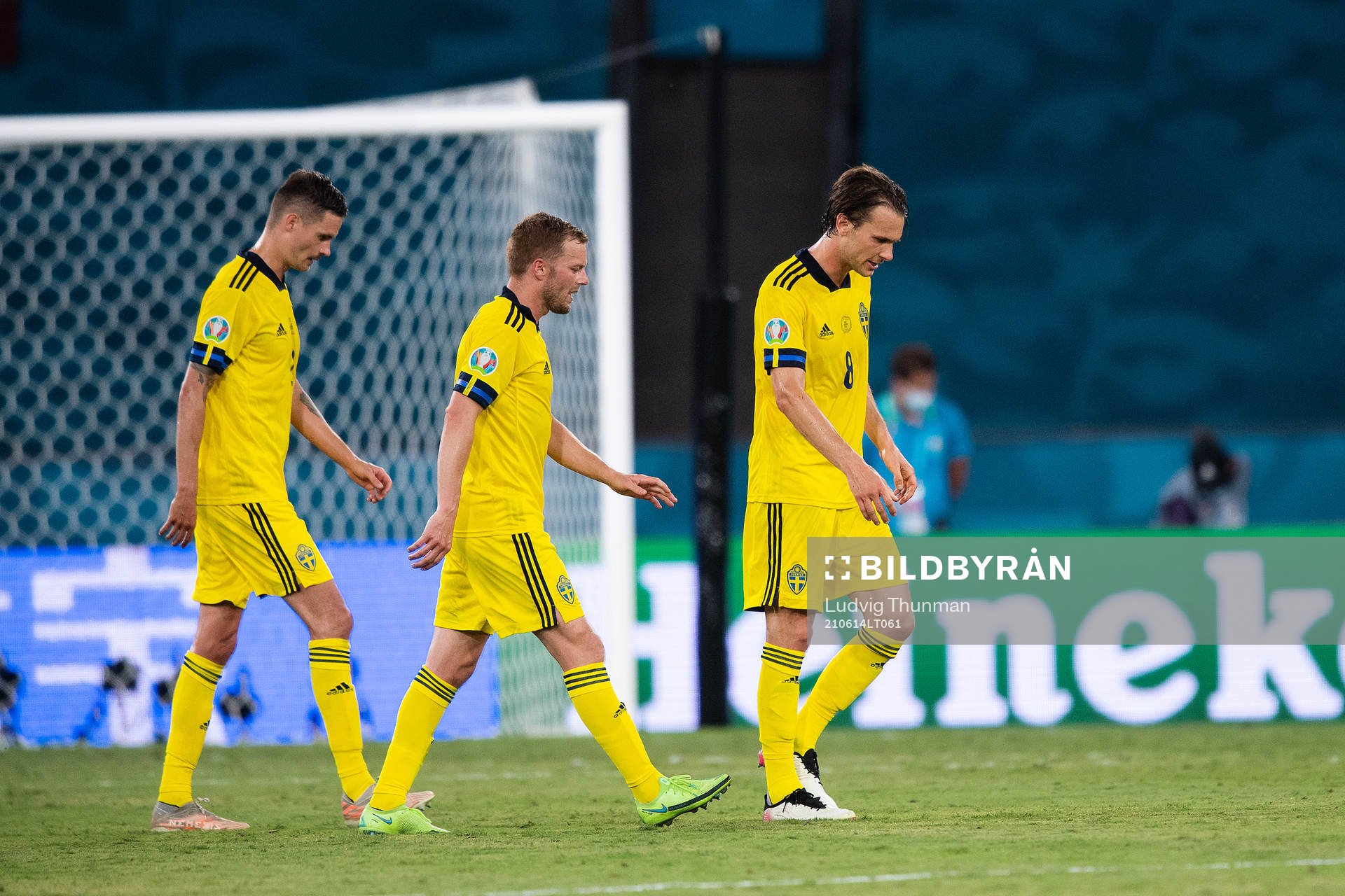 Albin Ekdal, Sebastian Larsson and Mikael Lustig of Sweden