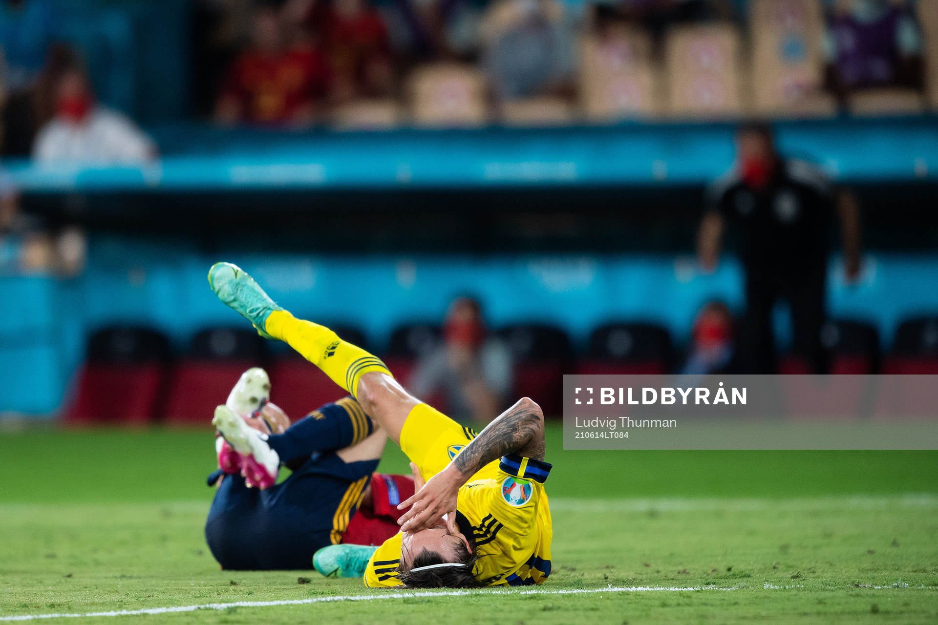 Kristoffer Olsson of Sweden in pain