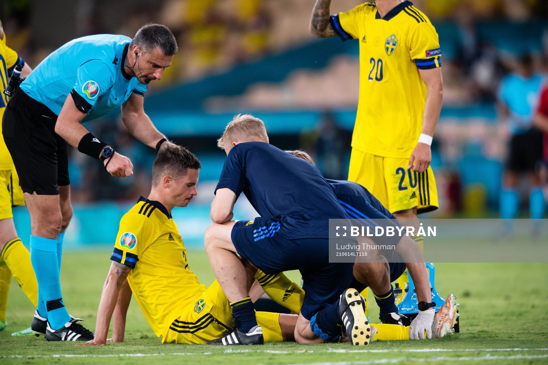 Mikael Lustig of Sweden in pain