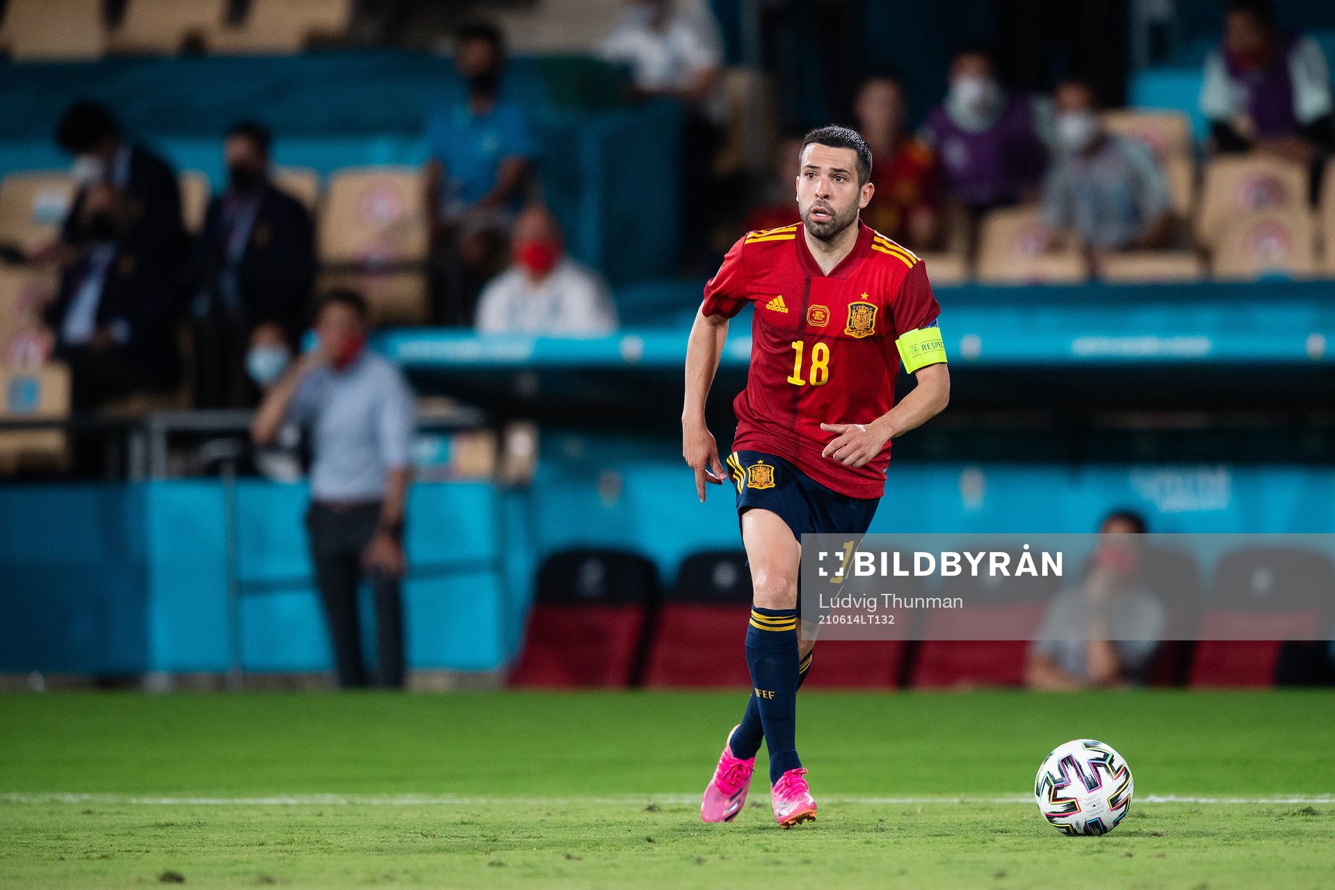 Jordi Alba of Spain during the UEFA Euro 2020 Football Championship match between Spain and Sweden on June 14, 2021 in Seville.