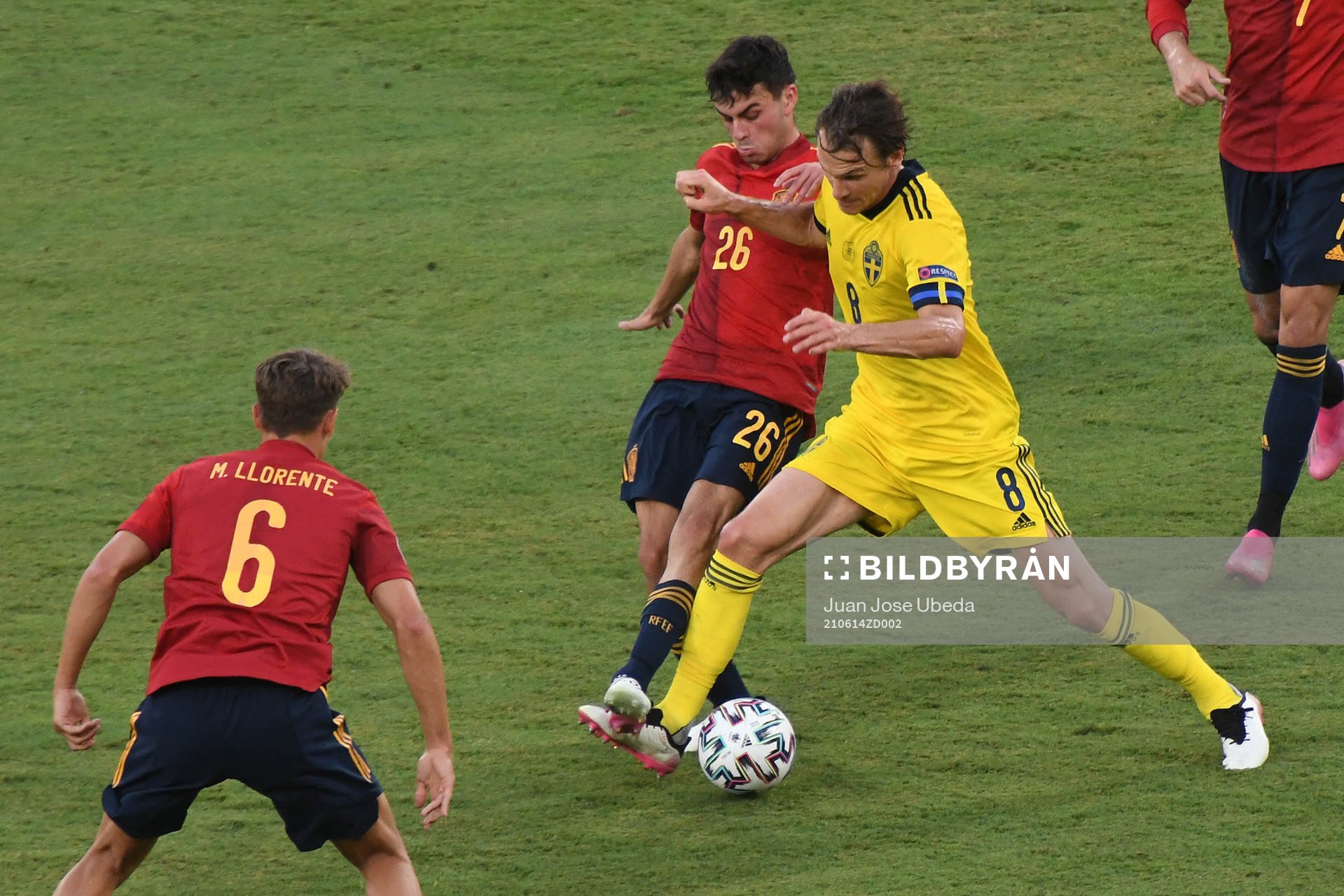 Pedri Pedri of Spain and Albin Ekdal of Sweden