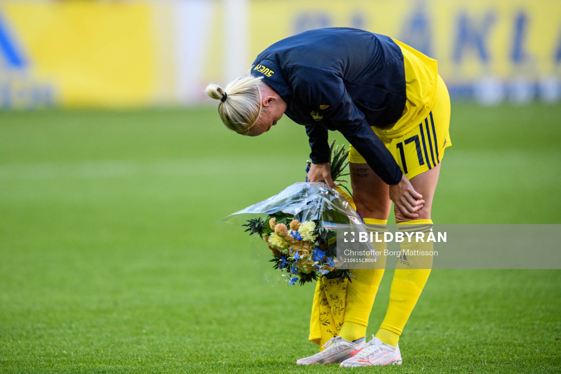 Caroline Seger of Sweden in tears prior to the