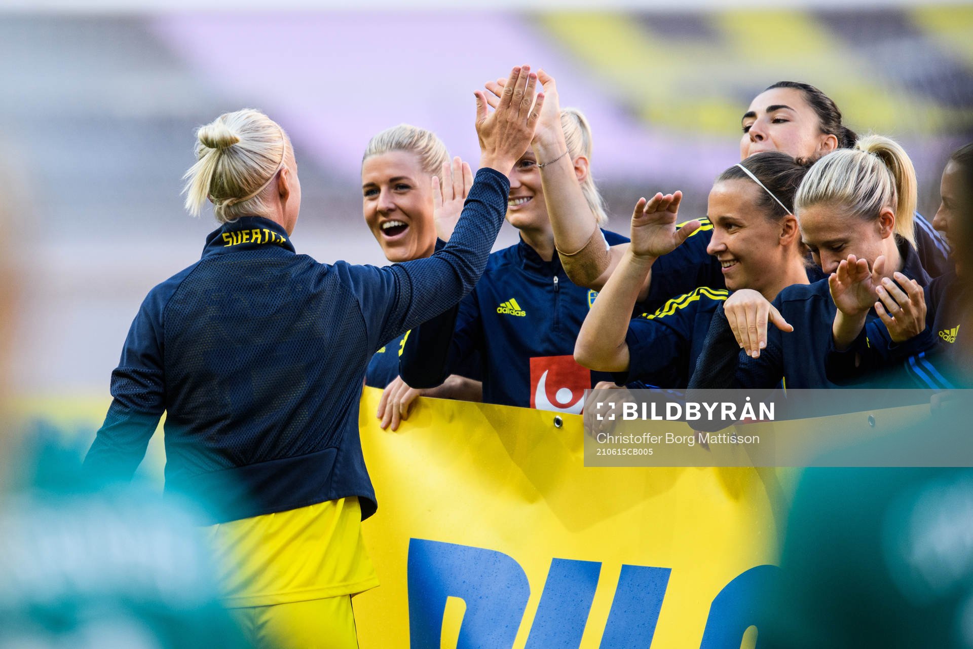 Caroline Seger of Sweden is being congratulated prior to
