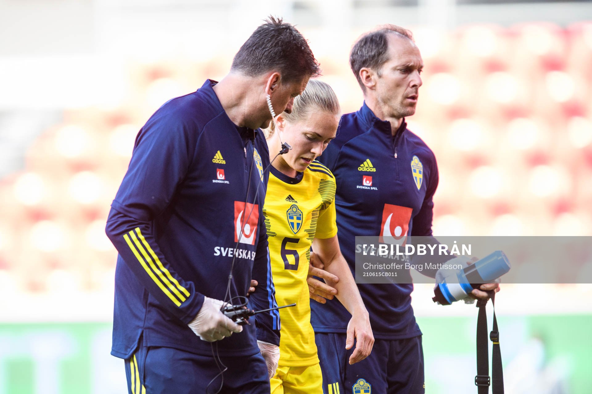 Magdalena Eriksson of Sweden is injured