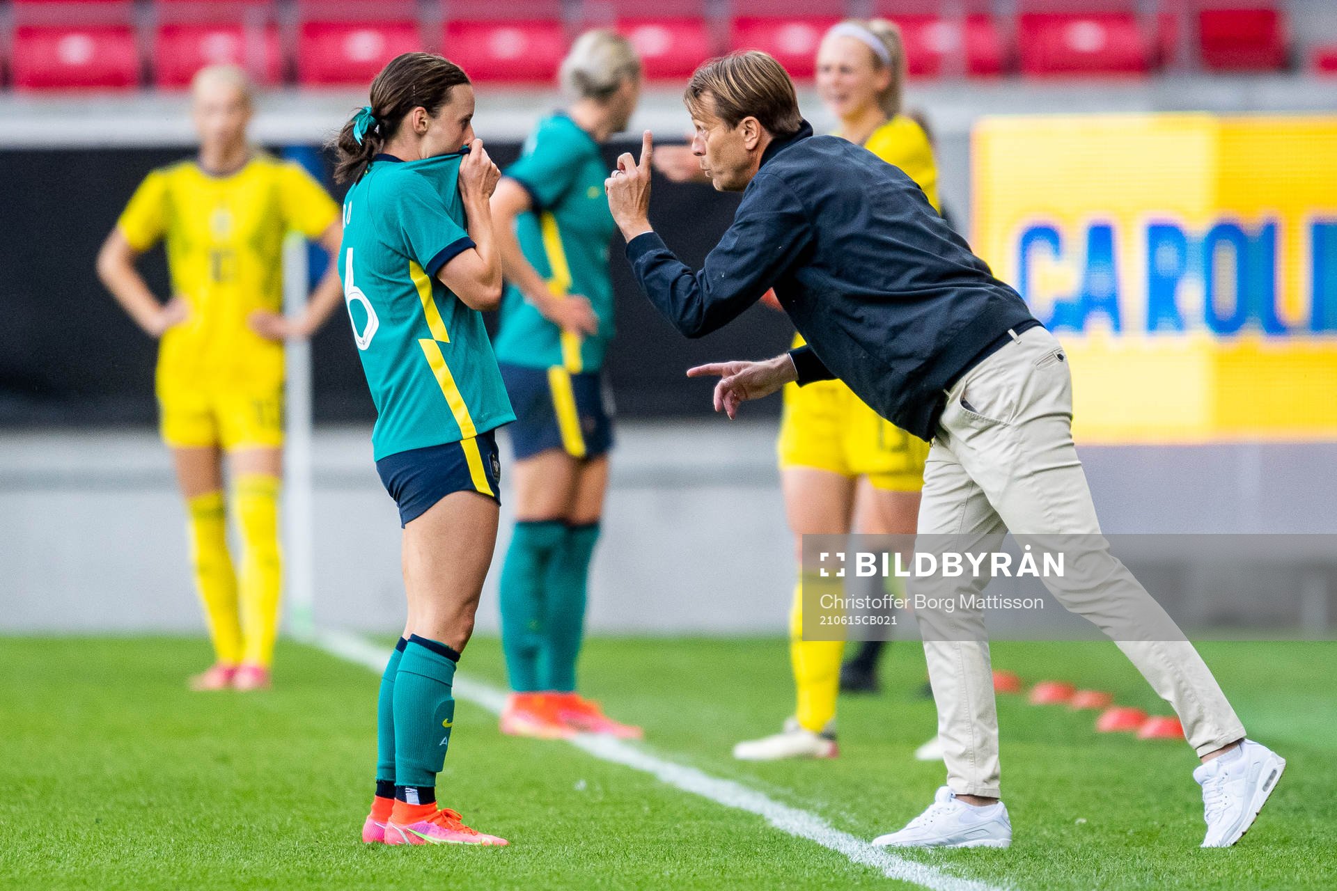 Hayley Raso and Tony Gustavsson, Head coach of Australia