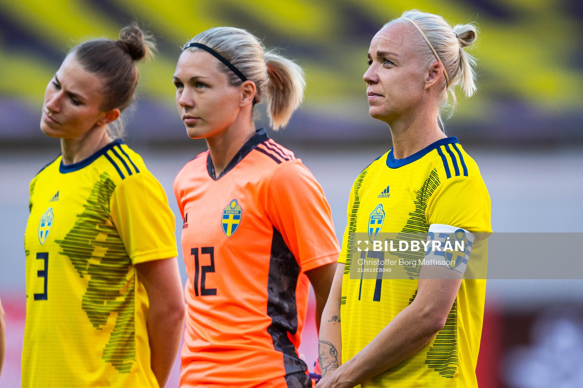Emma Berglund, goalkeeper Jennifer Falk and Caroline Seger