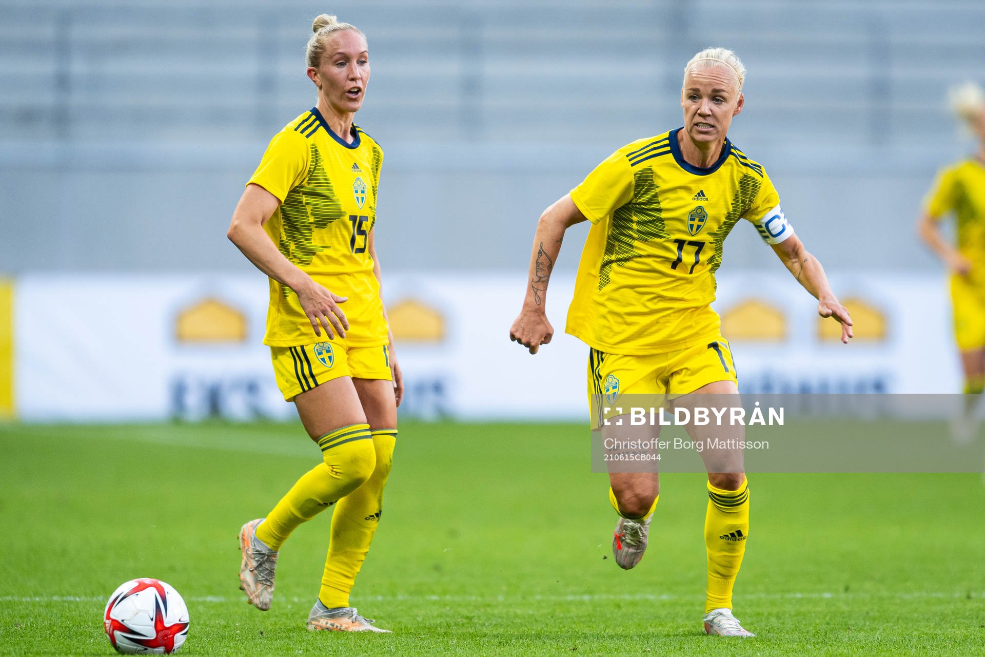 Julia Roddar and Caroline Seger of Sweden