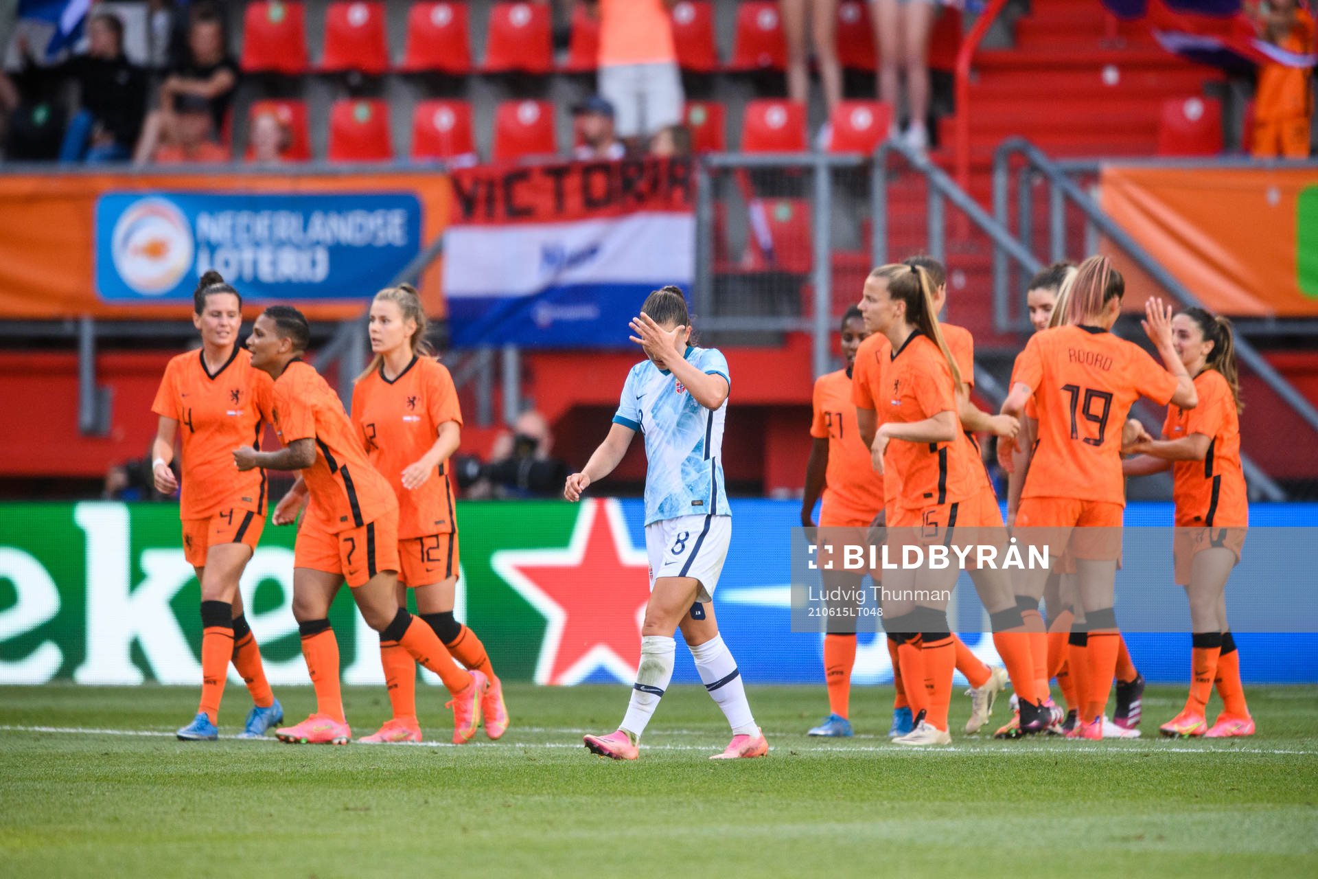 Vilde Bøe Risa of Norway looks dejected as players of the