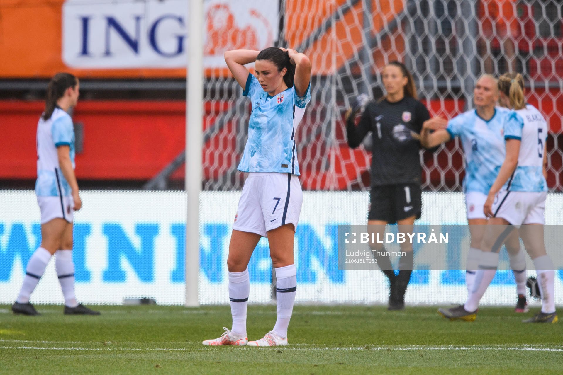 Ingrid Syrstad Engen of Norway looks dejected