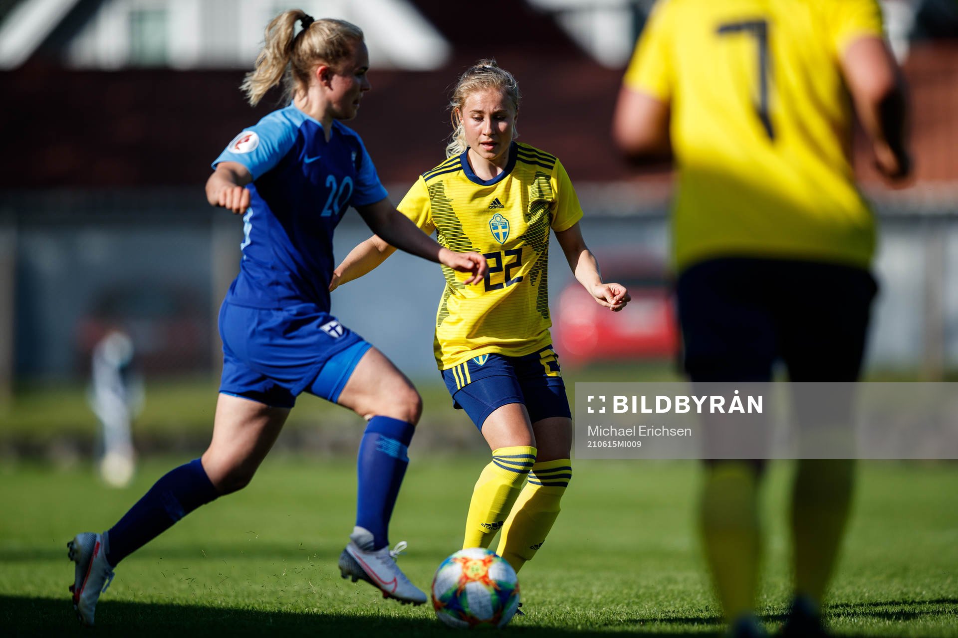 Sveriges Kajsa Törnkvist under fotbollsmatchen i mellan Sverige och Finland den 15 juni 2021 i Munkedal. 