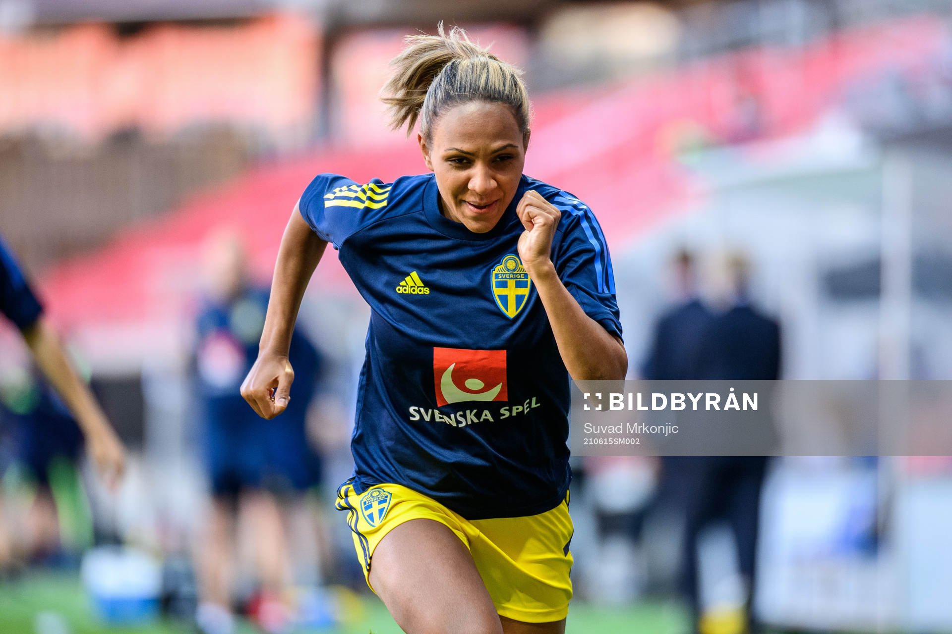 Madelen Janogy of Sweden prior to the international