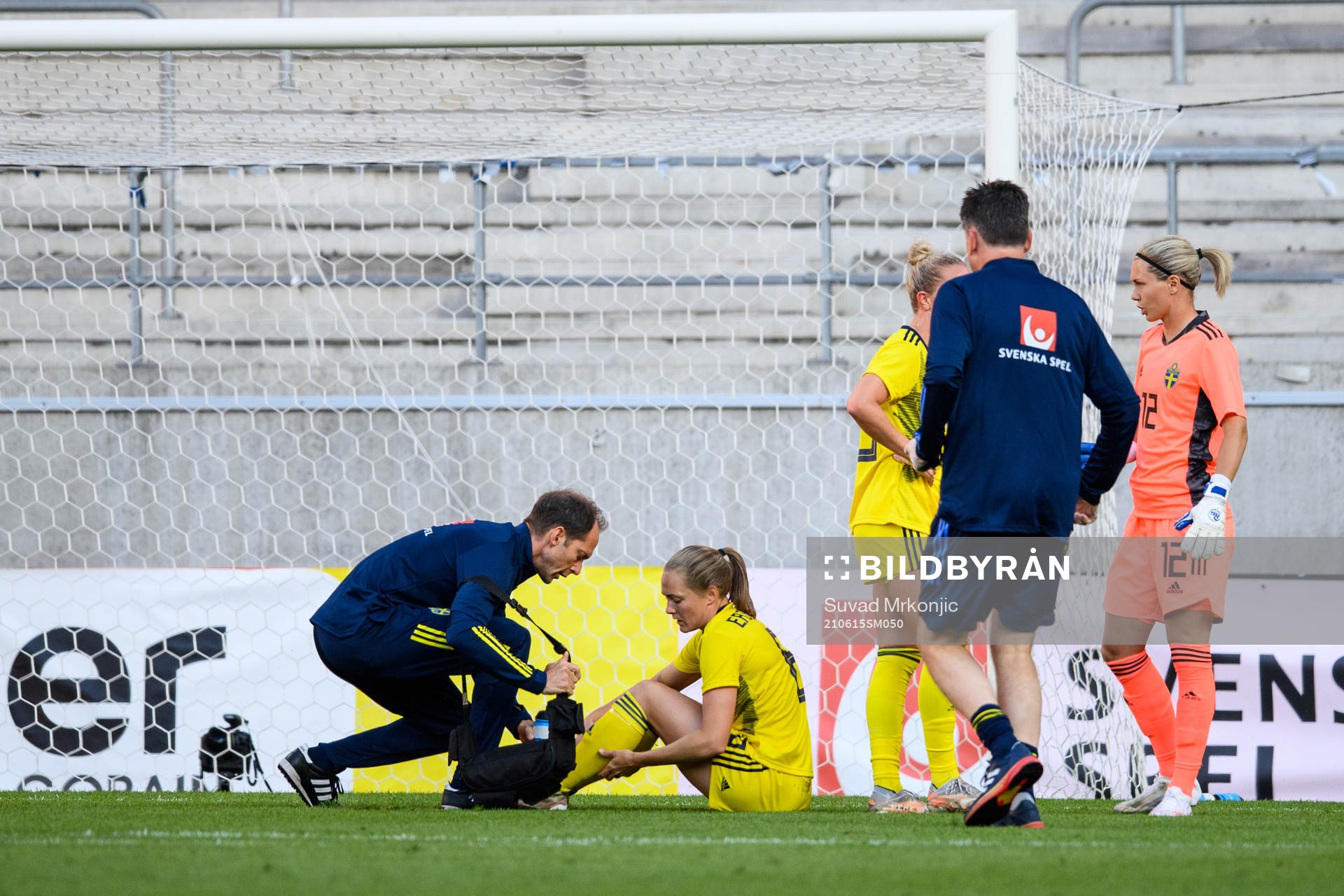 Magdalena Eriksson of Sweden is injured