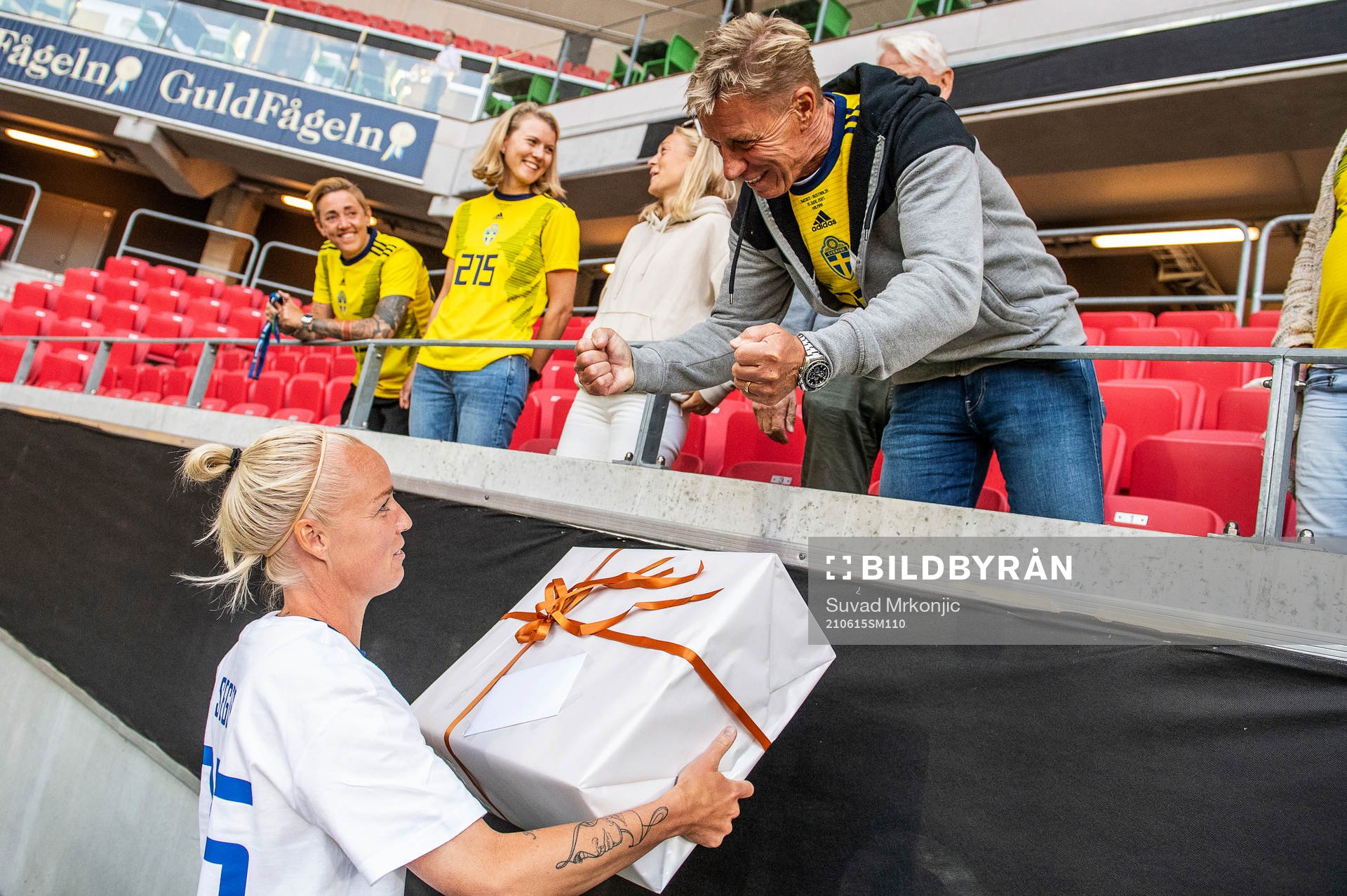 Caroline Seger of Sweden with family and friends