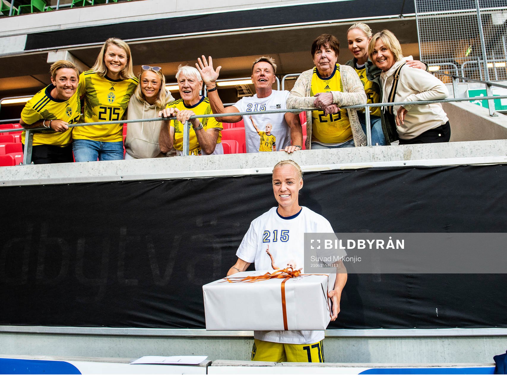 Caroline Seger of Sweden with family and friends