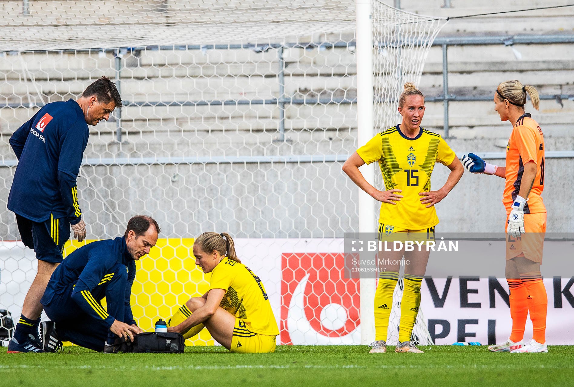 Magdalena Eriksson of Sweden is injured