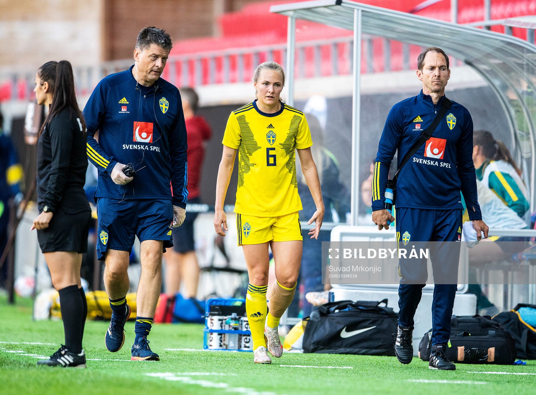 Magdalena Eriksson of Sweden is injured