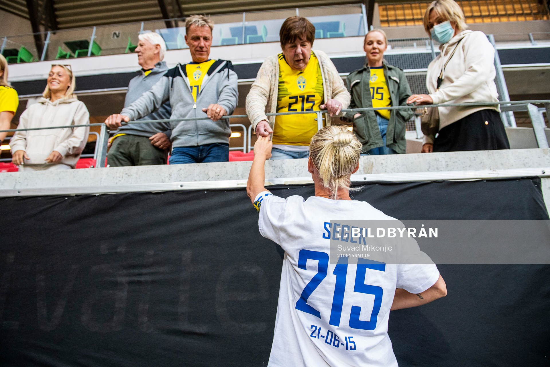 Caroline Seger of Sweden with family and friends