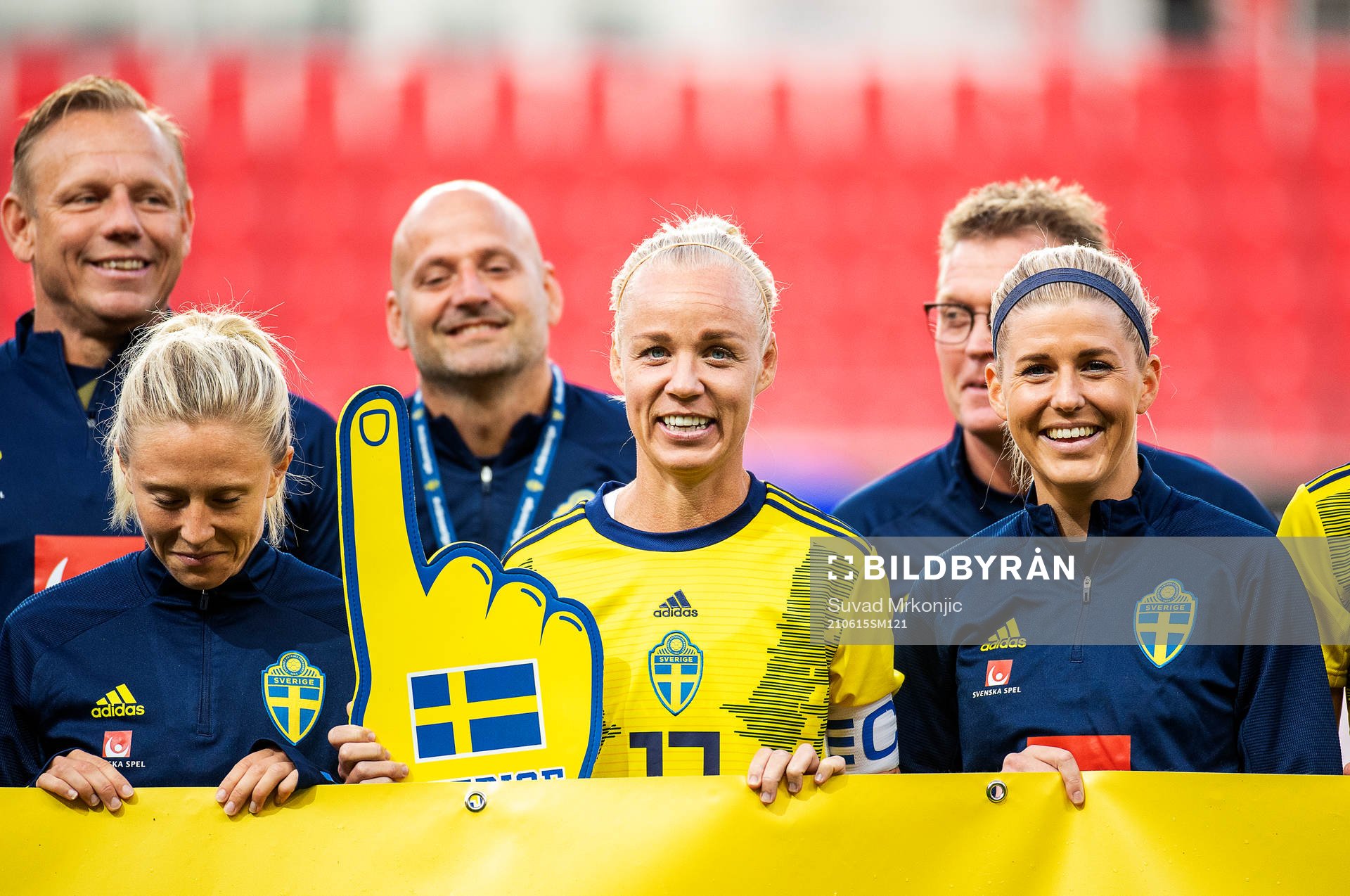 Caroline Seger of Sweden is being celebrated