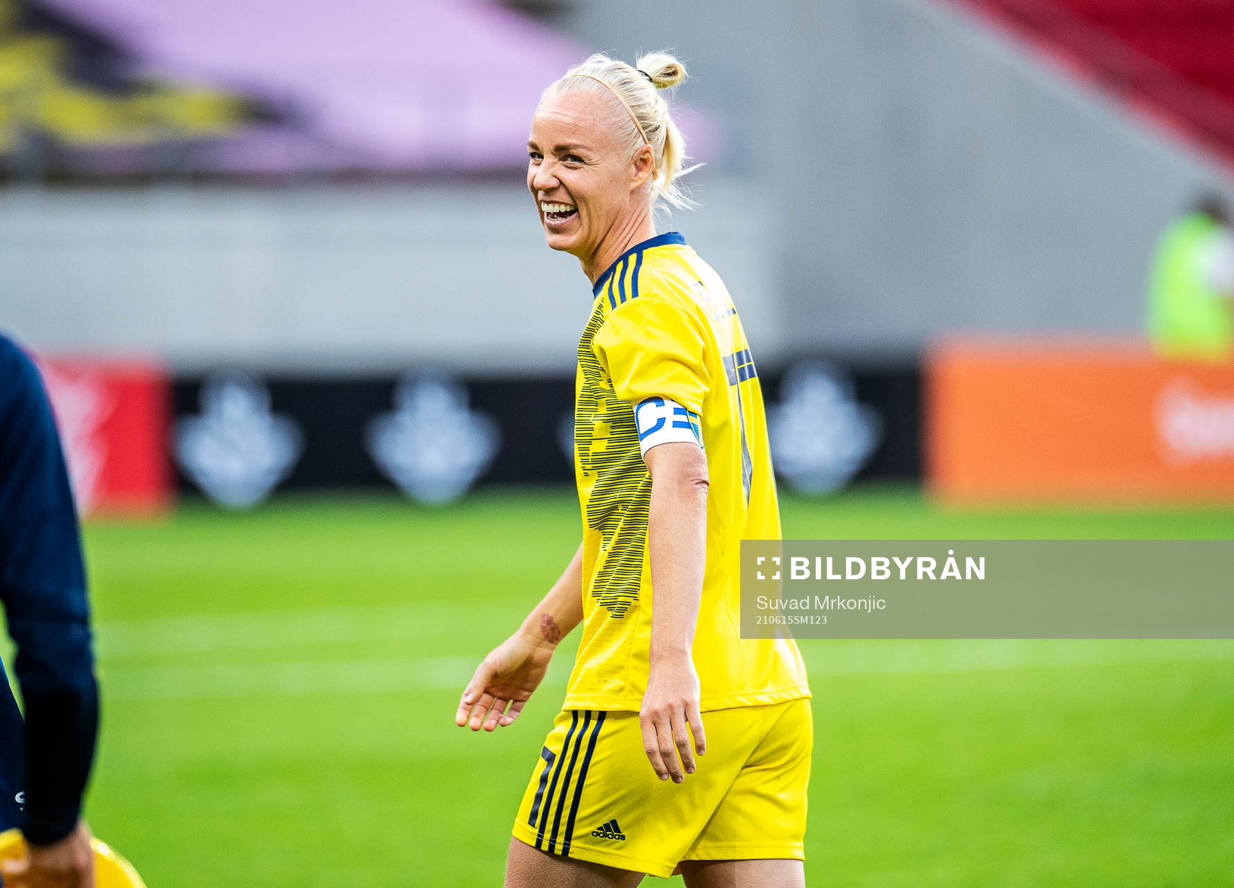 Caroline Seger of Sweden is being celebrated