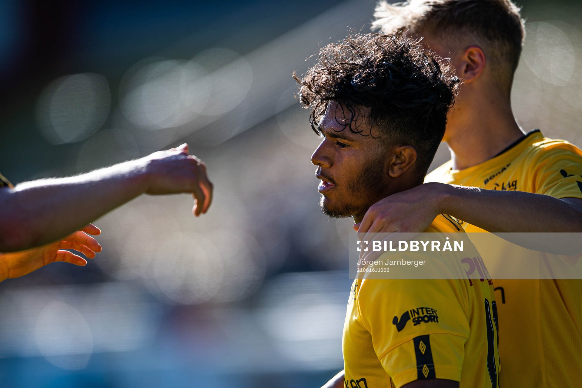 Elfsborgs Andrés Lindberg jublar efter 2-0 under fotbollsmatchen i P17 Allsvenskan Södra mellan Elfsborg och Jönköping den 16 juni 2021 i Borås.