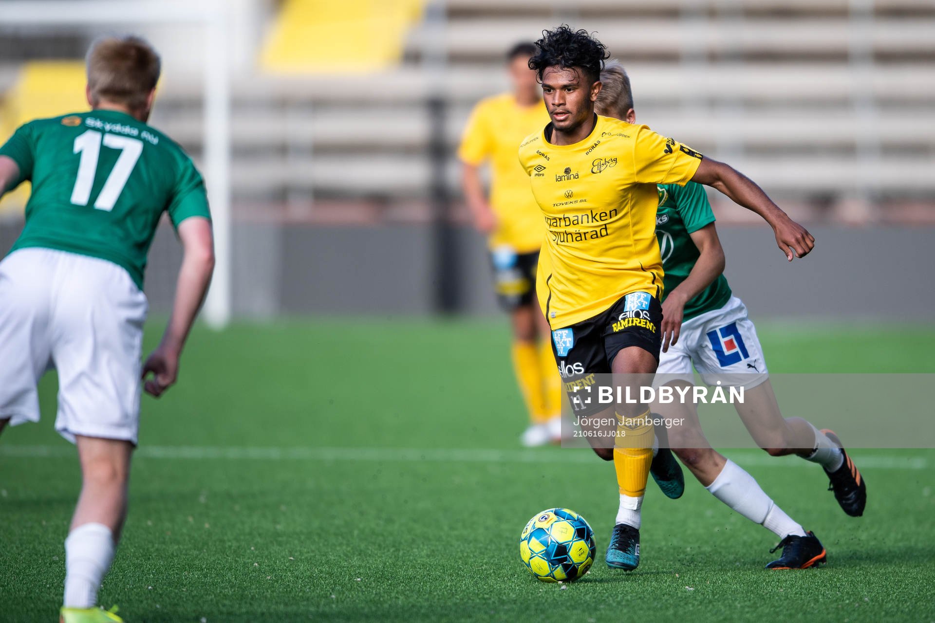 Elfsborgs Andrés Lindberg under fotbollsmatchen i P17 Allsvenskan Södra mellan Elfsborg och Jönköping den 16 juni 2021 i Borås.